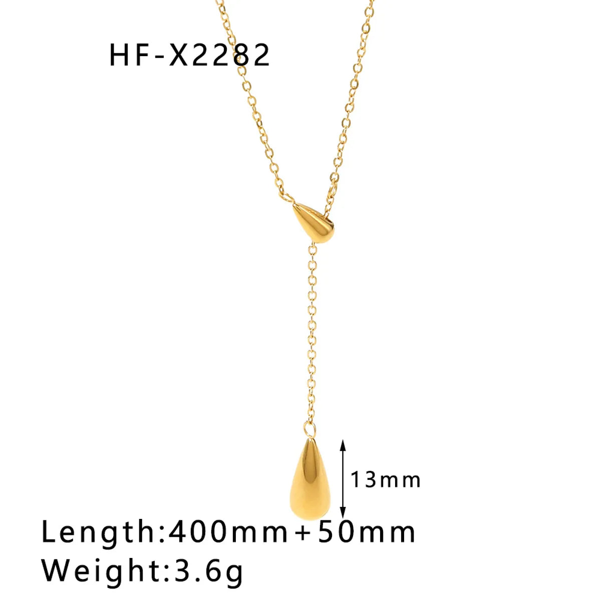 304 Stainless Steel 18K Gold Plated Simple Style Plating Water Droplets Heart Shape Rhinestones Necklace