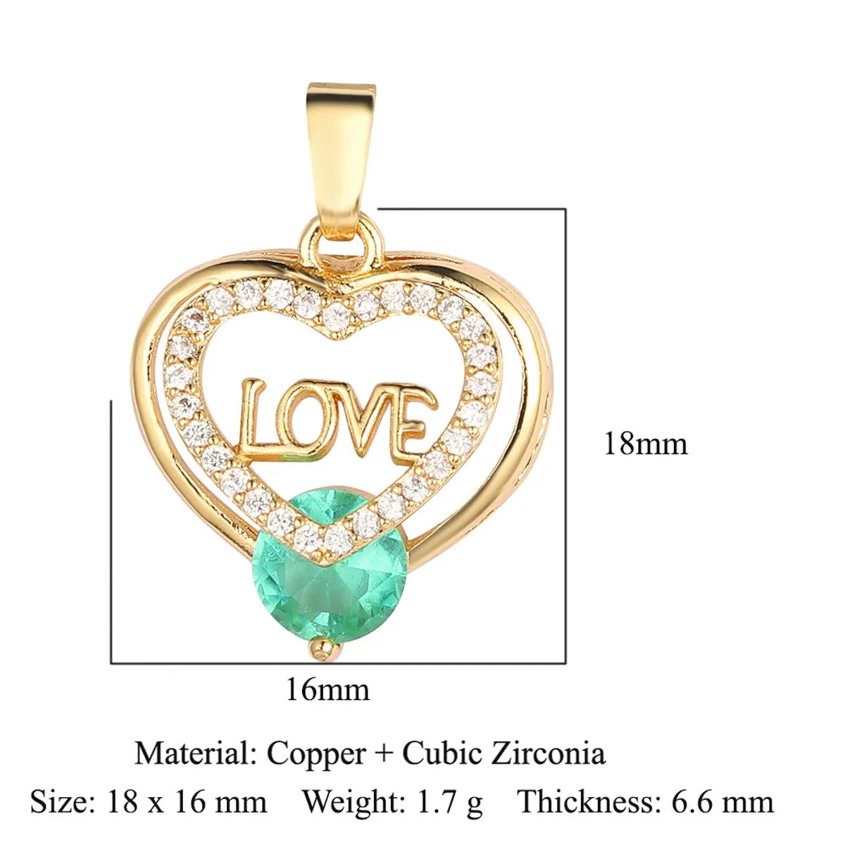 Simple Style Water Droplets Heart Shape Zircon Copper Wholesale Charms Jewelry Accessories