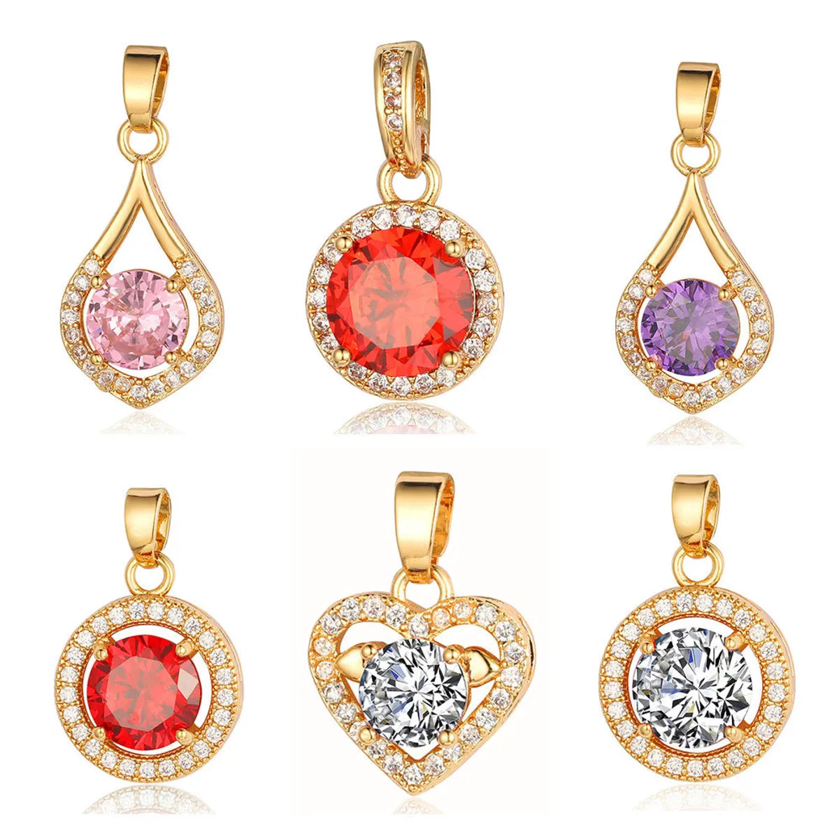 Simple Style Water Droplets Heart Shape Zircon Copper Wholesale Charms Jewelry Accessories