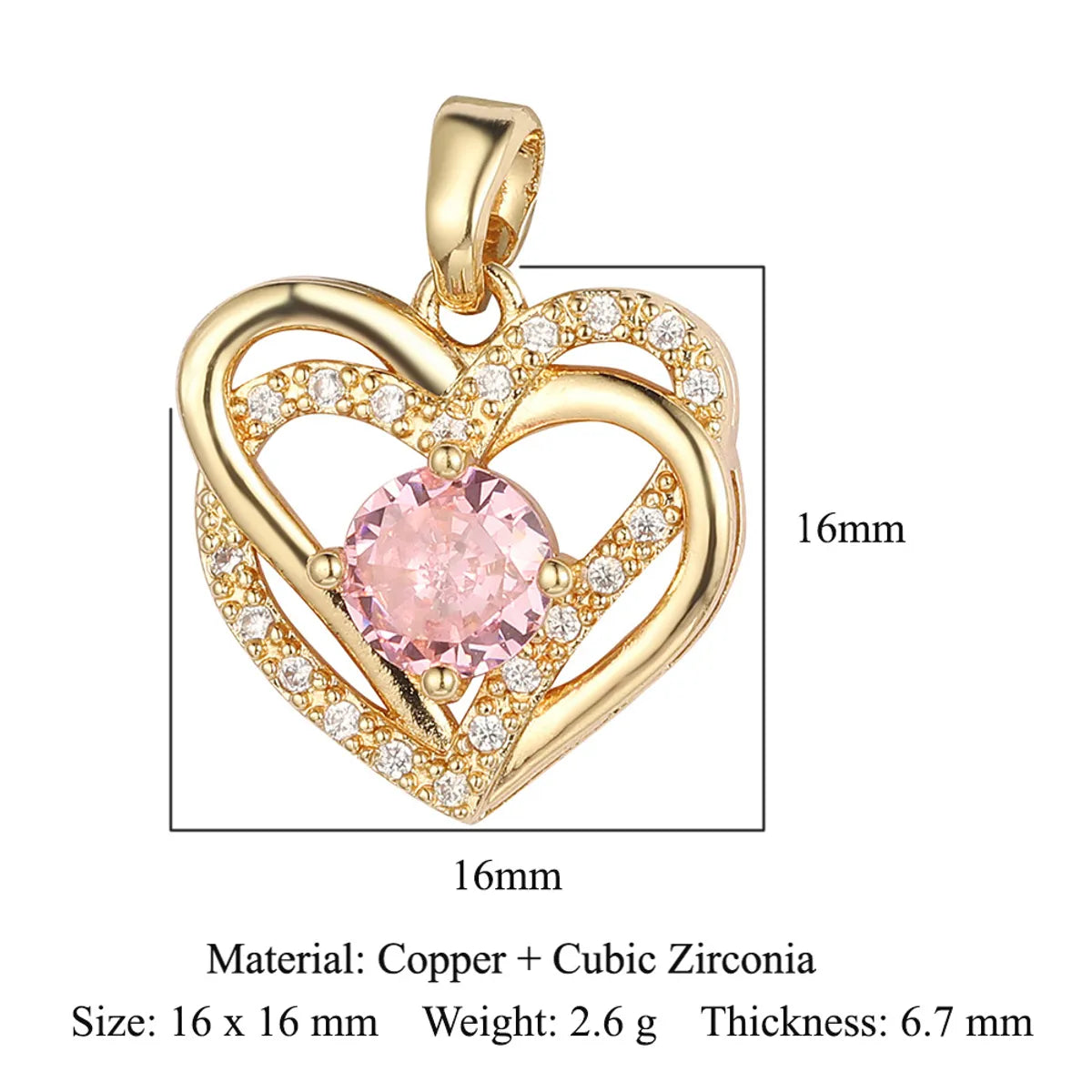 Simple Style Water Droplets Heart Shape Zircon Copper Wholesale Charms Jewelry Accessories