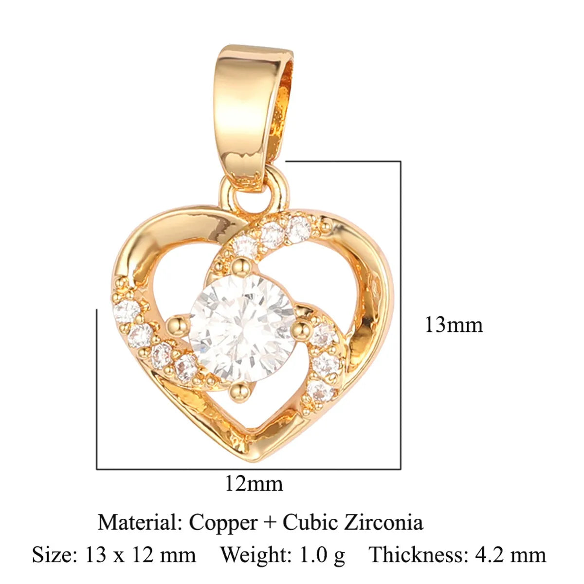 Simple Style Water Droplets Heart Shape Zircon Copper Wholesale Charms Jewelry Accessories