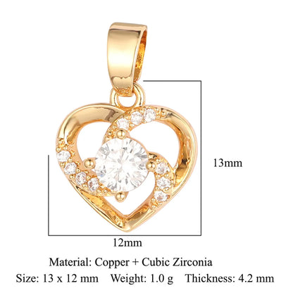 Simple Style Water Droplets Heart Shape Zircon Copper Wholesale Charms Jewelry Accessories