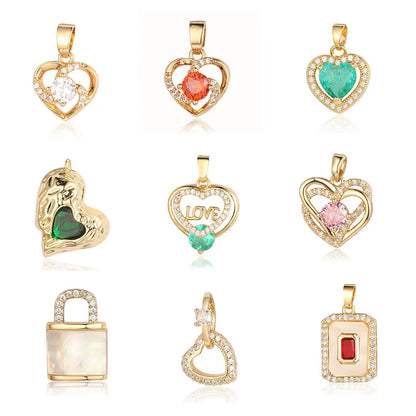 Simple Style Water Droplets Heart Shape Zircon Copper Wholesale Charms Jewelry Accessories