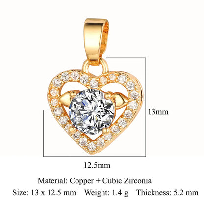 Simple Style Water Droplets Heart Shape Zircon Copper Wholesale Charms Jewelry Accessories