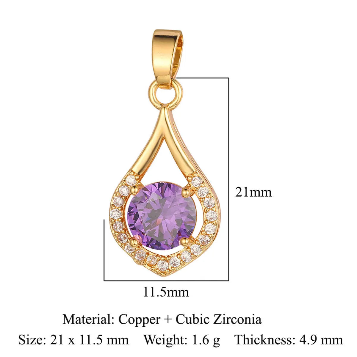 Simple Style Water Droplets Heart Shape Zircon Copper Wholesale Charms Jewelry Accessories