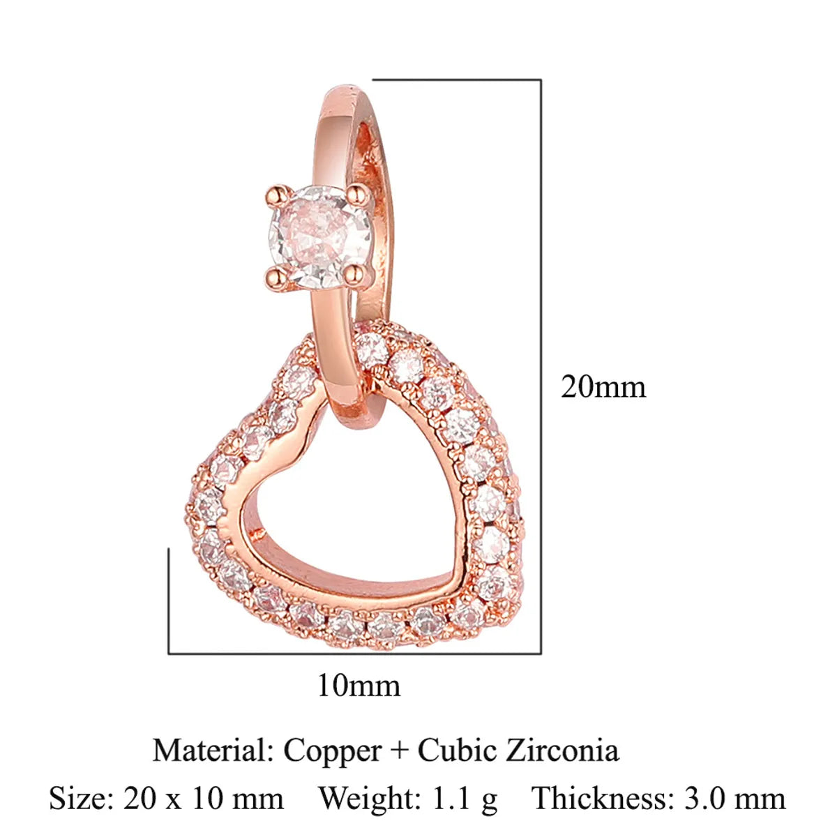 Simple Style Water Droplets Heart Shape Zircon Copper Wholesale Charms Jewelry Accessories