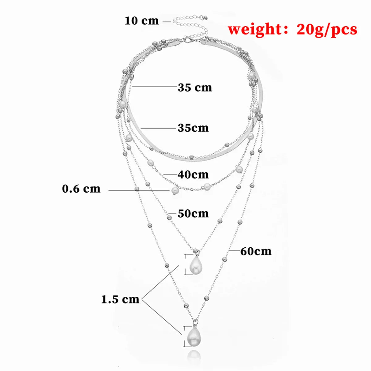 Simple Style Water Droplets Imitation Pearl Alloy Layered Women's Layered Necklaces