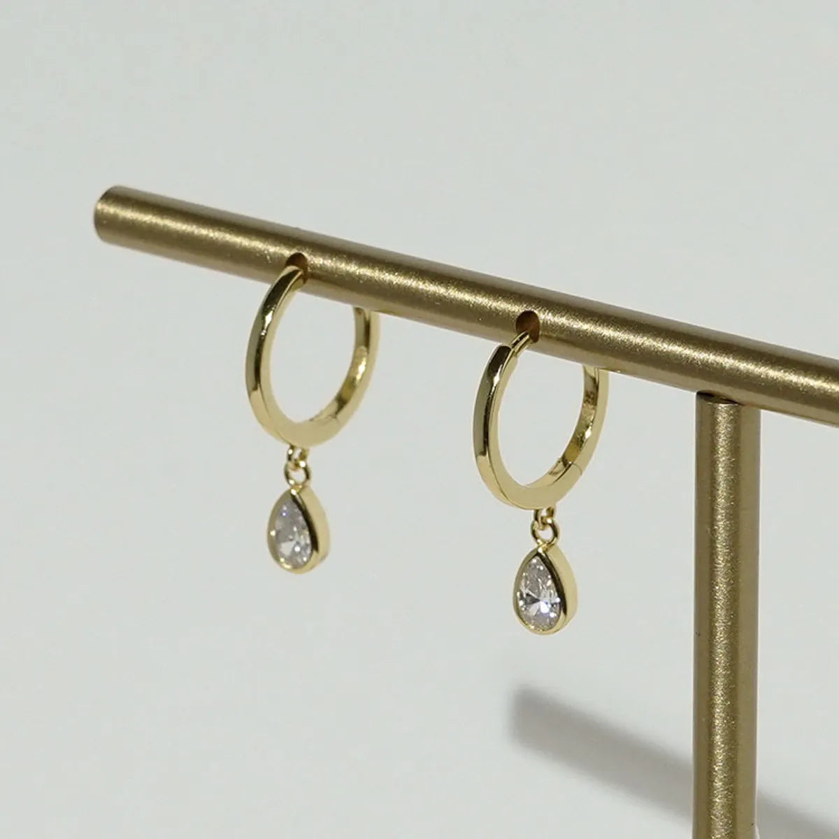 Simple Style Water Droplets Metal Plating Inlay Zircon 14k Gold Plated Women'S Drop Earrings