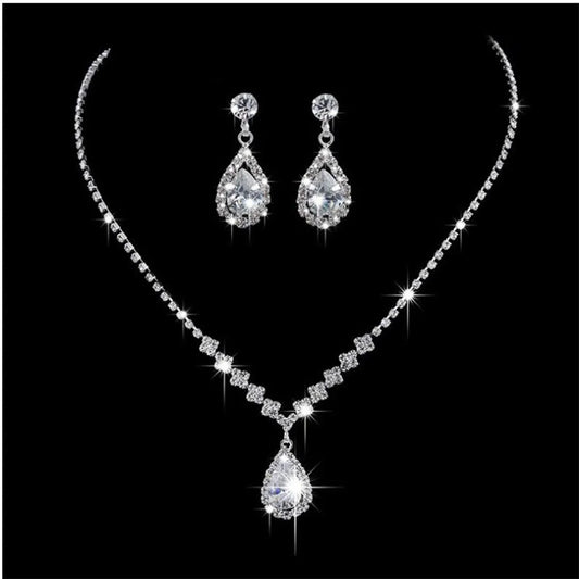 Simple Style Water Droplets Rhinestone Wholesale Jewelry Set