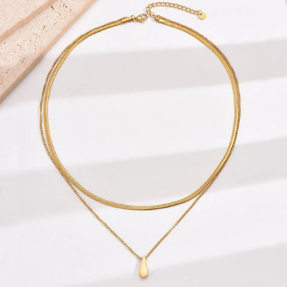 Simple Style Water Droplets Stainless Steel Plating 14k Gold Plated Layered Necklaces