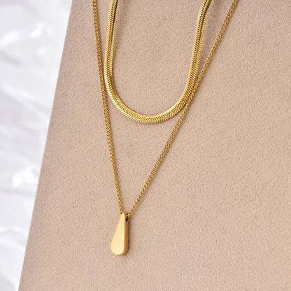 Simple Style Water Droplets Stainless Steel Plating 14k Gold Plated Layered Necklaces