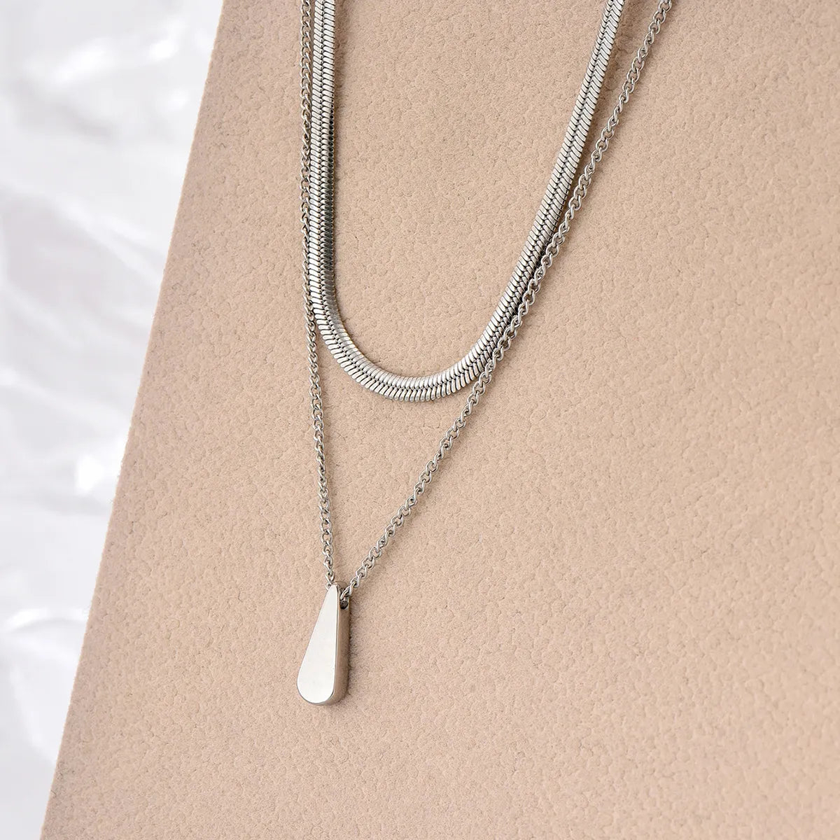 Simple Style Water Droplets Stainless Steel Plating 14k Gold Plated Layered Necklaces