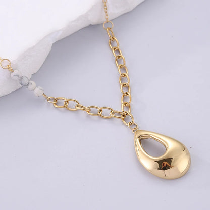 Simple Style Water Droplets Stainless Steel Plating 18k Gold Plated Necklace