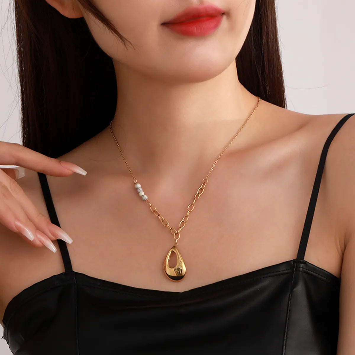 Simple Style Water Droplets Stainless Steel Plating 18k Gold Plated Necklace