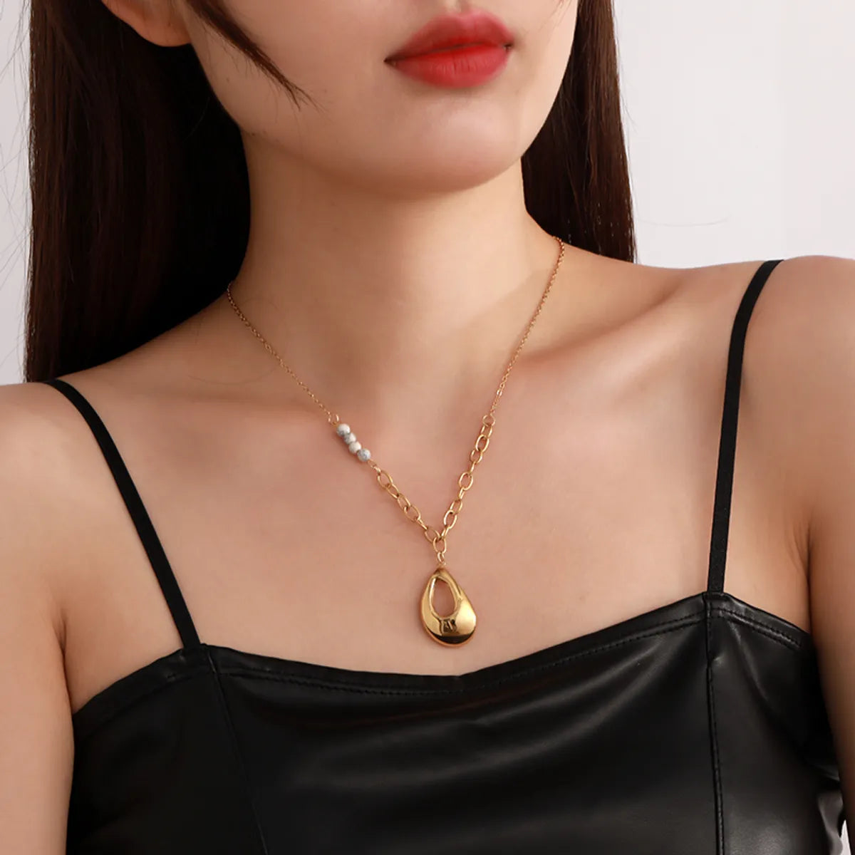 Simple Style Water Droplets Stainless Steel Plating 18k Gold Plated Necklace