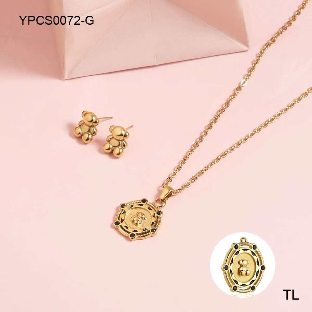 Wholesale Jewelry Simple Style Water Droplets 304 Stainless Steel Acrylic 18K Gold Plated Plating Inlay Jewelry Set