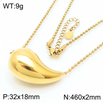 Wholesale Jewelry Simple Style Water Droplets Stainless Steel Titanium Steel 18K Gold Plated Irregular Plating Earrings Necklace Jewelry Set