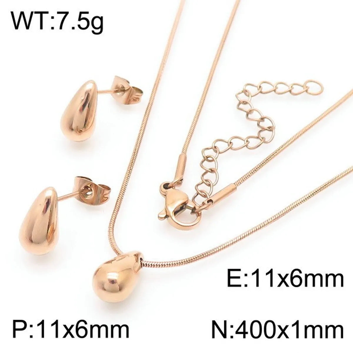 Wholesale Jewelry Simple Style Water Droplets Stainless Steel Titanium Steel 18K Gold Plated Irregular Plating Earrings Necklace Jewelry Set