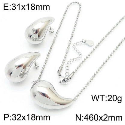 Wholesale Jewelry Simple Style Water Droplets Stainless Steel Titanium Steel 18K Gold Plated Irregular Plating Earrings Necklace Jewelry Set