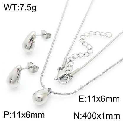 Wholesale Jewelry Simple Style Water Droplets Stainless Steel Titanium Steel 18K Gold Plated Irregular Plating Earrings Necklace Jewelry Set