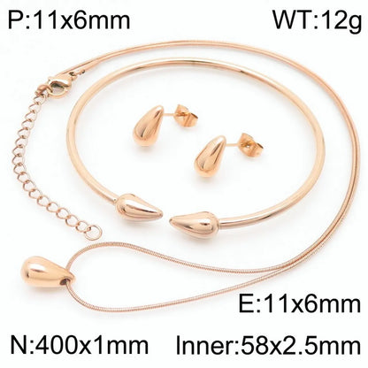 Wholesale Jewelry Simple Style Water Droplets Stainless Steel Titanium Steel 18K Gold Plated Irregular Plating Earrings Necklace Jewelry Set