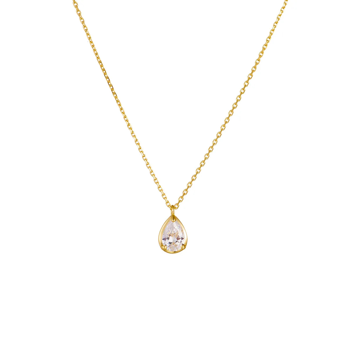 Simple Style Water Droplets Sterling Silver Plating Inlay Zircon 14k Gold Plated Rhodium Plated Pendant Necklace