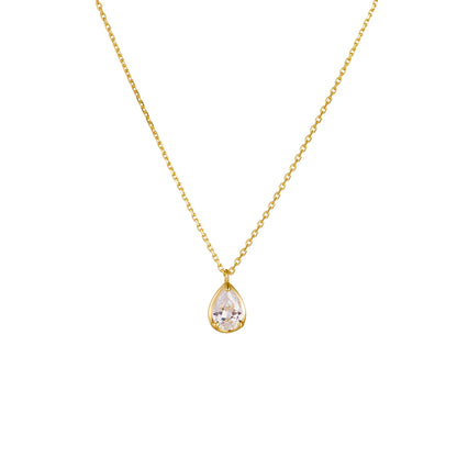 Simple Style Water Droplets Sterling Silver Plating Inlay Zircon 14k Gold Plated Rhodium Plated Pendant Necklace