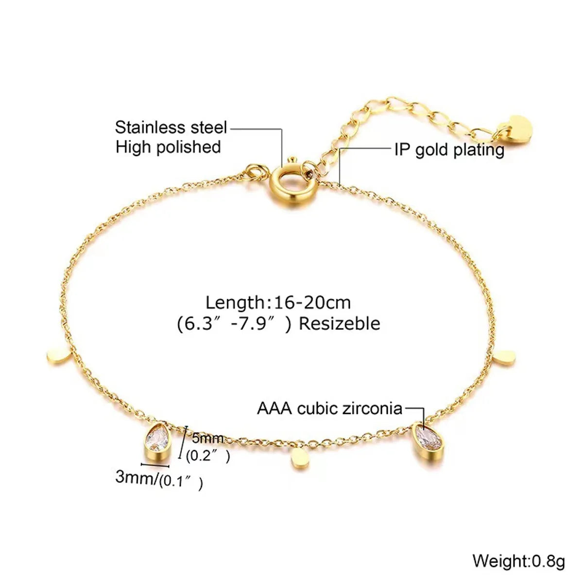 Simple Style Water Droplets Titanium Steel Plating Gold Plated Bangle