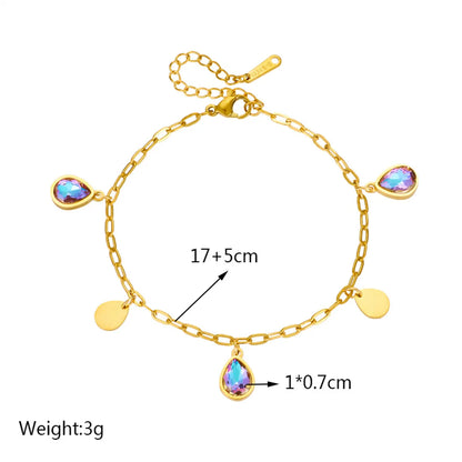 Simple Style Water Droplets Titanium Steel Rhinestones Bracelets In Bulk