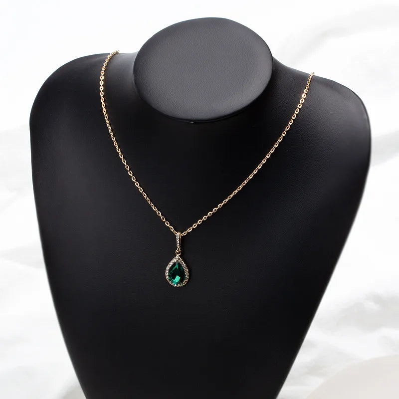 Simple Style Water Droplets Zircon Alloy Wholesale Pendant Necklace