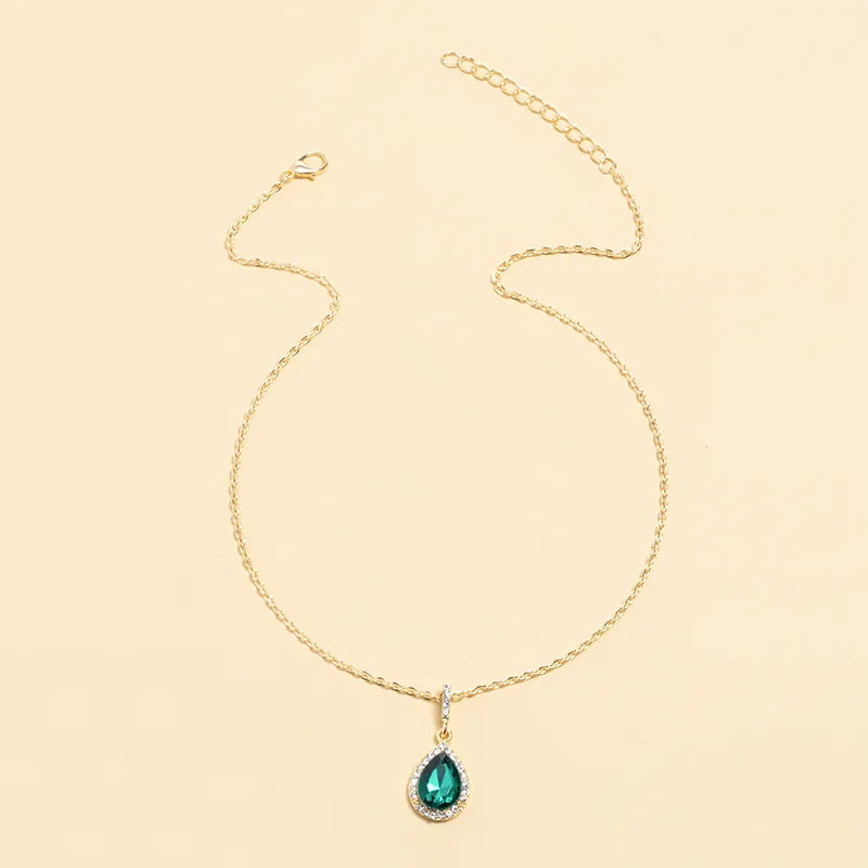 Simple Style Water Droplets Zircon Alloy Wholesale Pendant Necklace