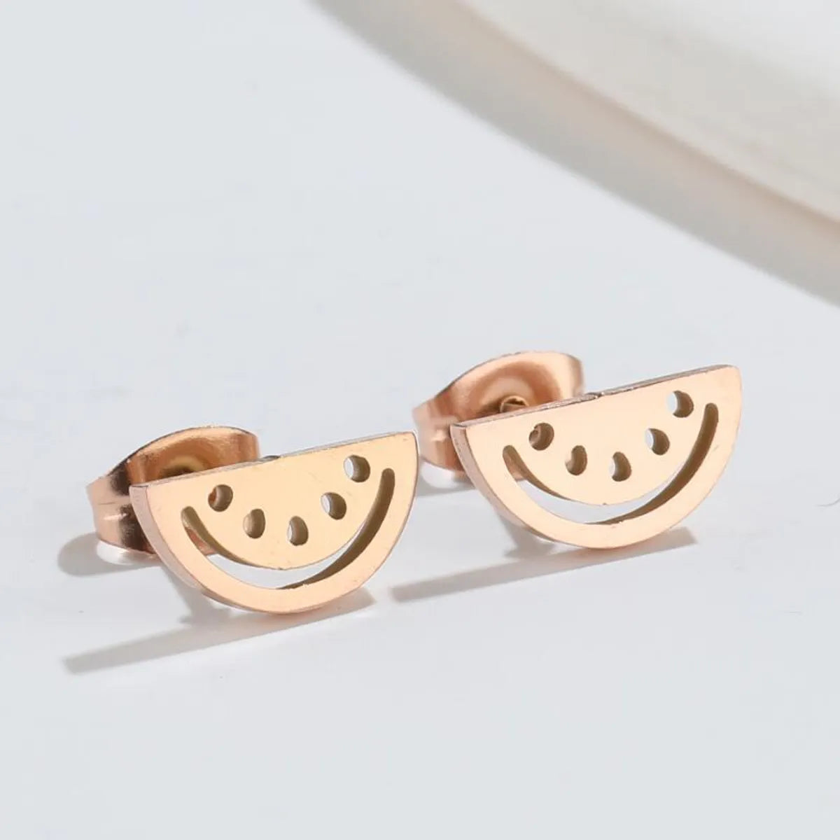 Simple Style Watermelon Plating 304 Stainless Steel No Inlaid 18K Gold Plated Ear Studs