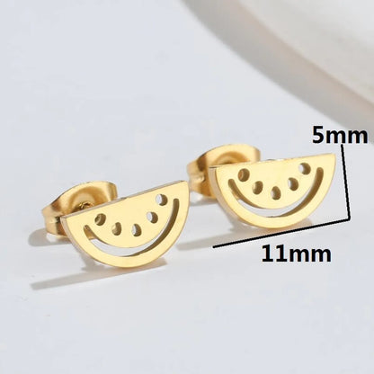 Simple Style Watermelon Plating 304 Stainless Steel No Inlaid 18K Gold Plated Ear Studs