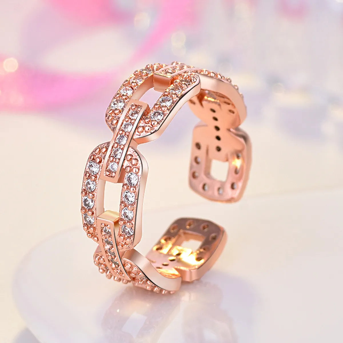 Simple Style Waves Copper Artificial Crystal Rings In Bulk