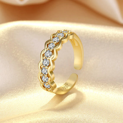 Simple Style Waves Copper Artificial Crystal Rings In Bulk