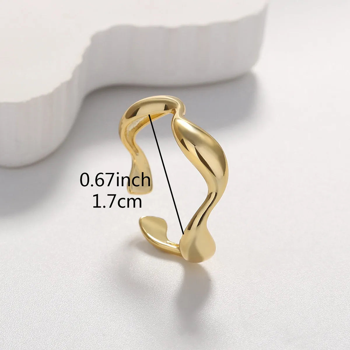 Simple Style Waves Lines Brass Gold Plated Open Ring In Bulk