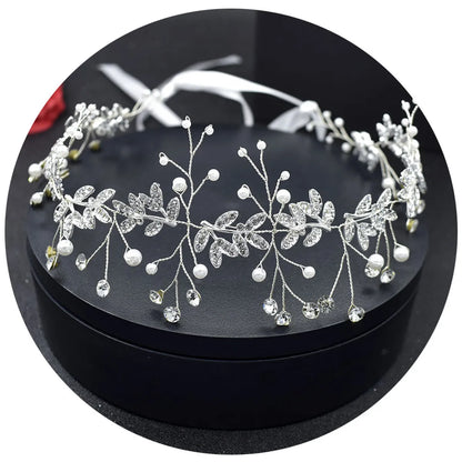 Simple Style Waves Solid Color Alloy Plating Inlay Rhinestones Pearl Hair Band