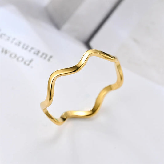 Simple Style Waves Stainless Steel Plating Rings