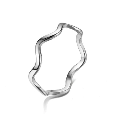 Simple Style Waves Stainless Steel Plating Rings