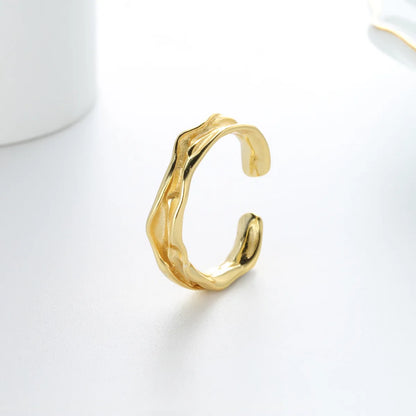 Simple Style Waves Sterling Silver Irregular Plating Gold Plated Rings