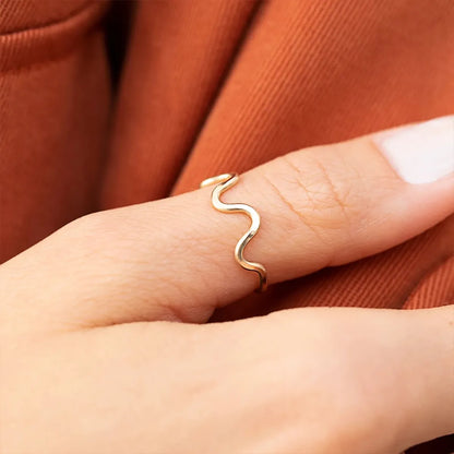 Simple Style Waves Sterling Silver Plating 14k Gold Plated White Gold Plated Open Rings