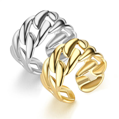 Wholesale Jewelry Simple Style Waves Titanium Steel Open Ring