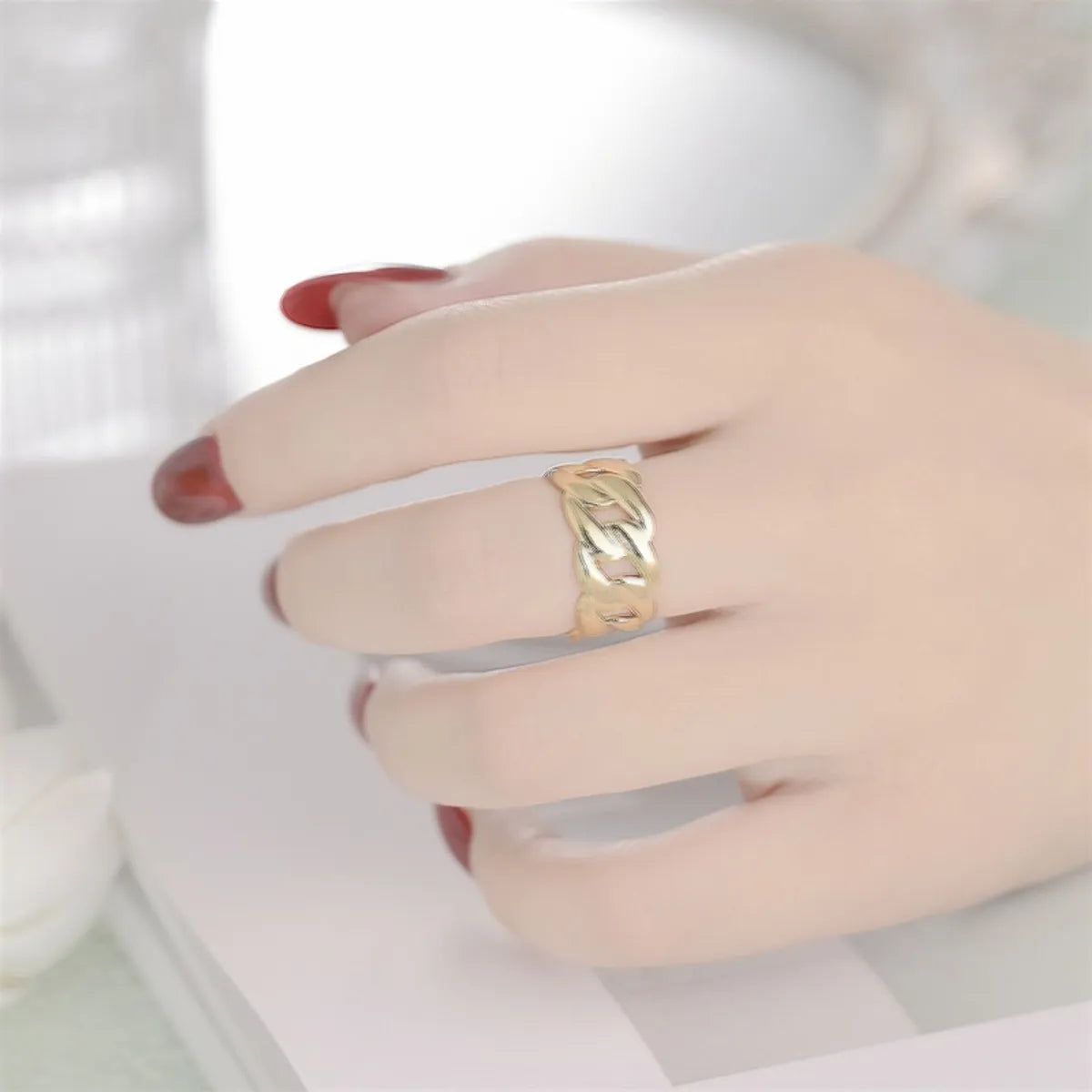 Wholesale Jewelry Simple Style Waves Titanium Steel Open Ring