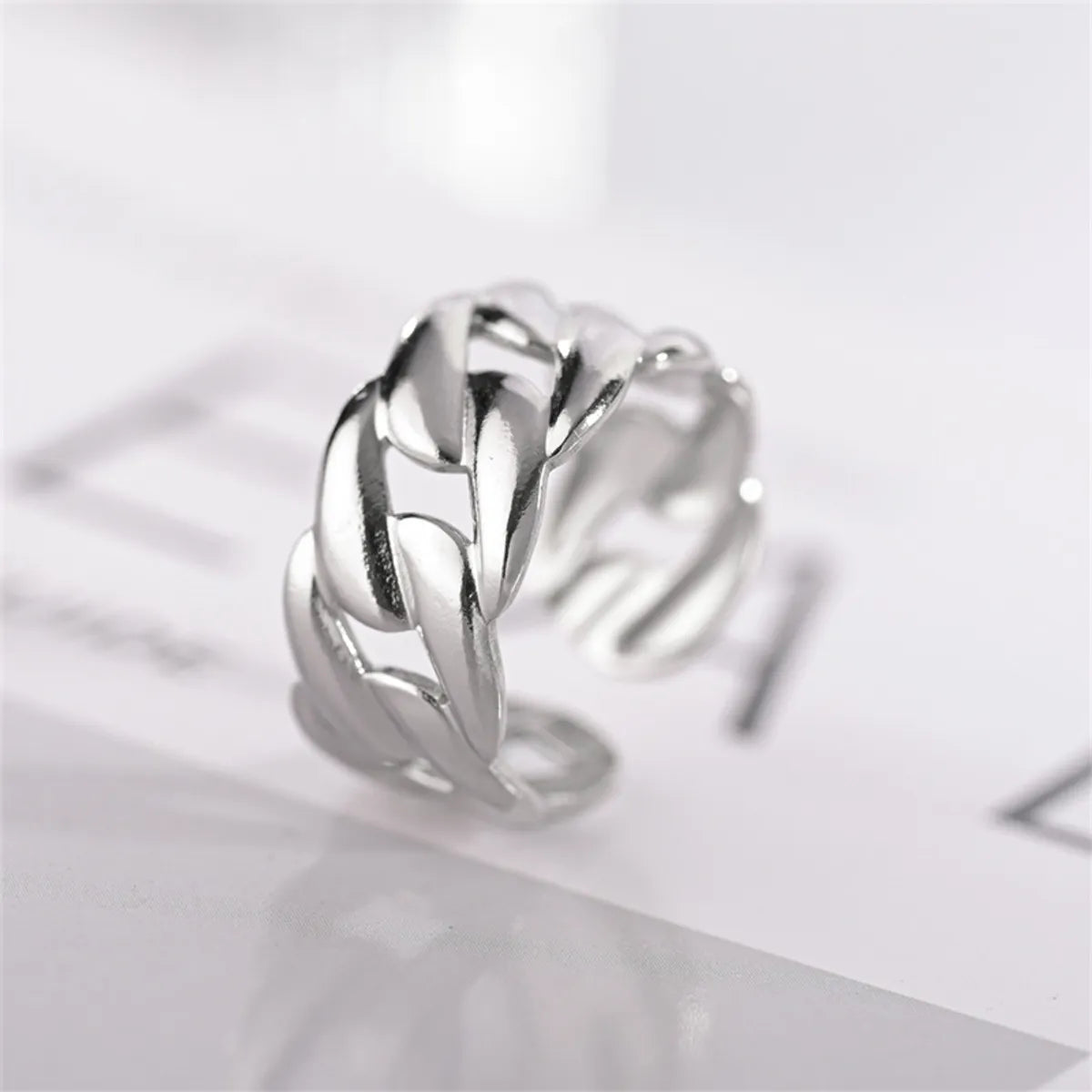 Wholesale Jewelry Simple Style Waves Titanium Steel Open Ring