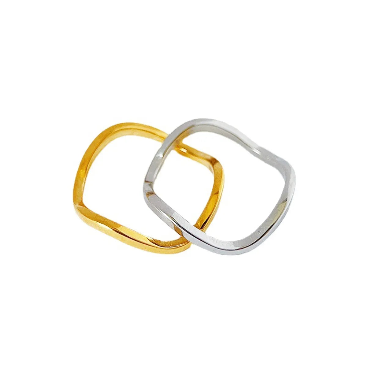 Simple Style Waves Titanium Steel Plating Rings