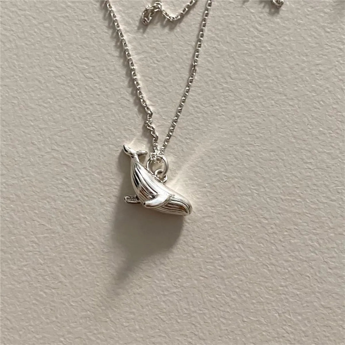 Simple Style Whale Sterling Silver Pendant Necklace