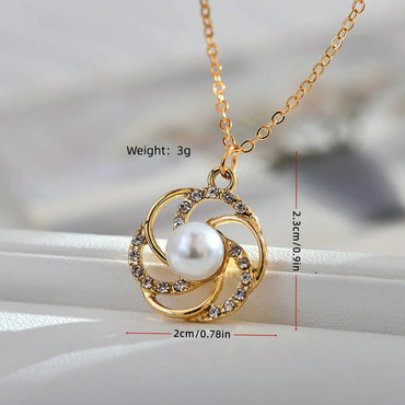 Simple Style Windmill Titanium Steel Inlay Artificial Pearls Zircon Pendant Necklace