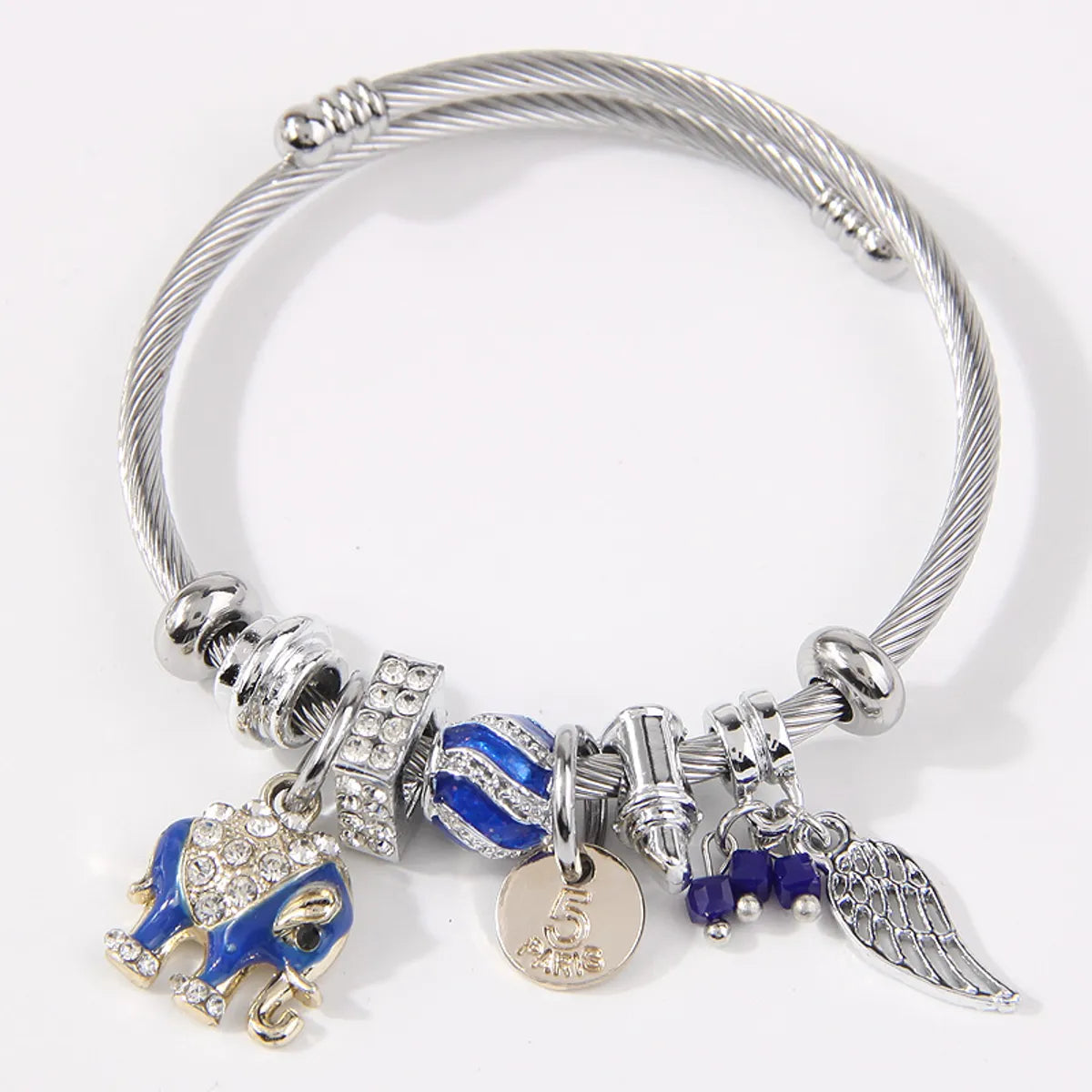 Simple Style Wings Elephant Stainless Steel Alloy Plating Inlay Rhinestones Women's Bangle