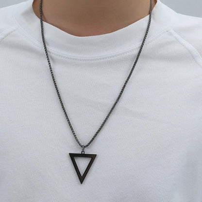 Simple Titanium Steel Black Triangle Necklace