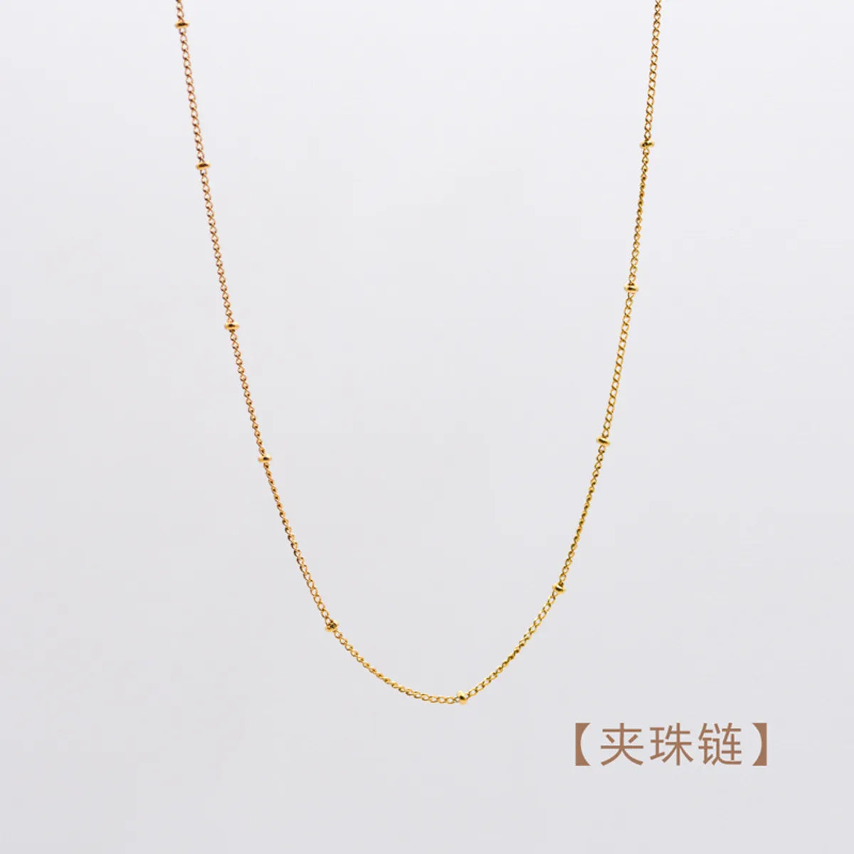 Fashion Round Titanium Steel Inlaid Gold Necklace